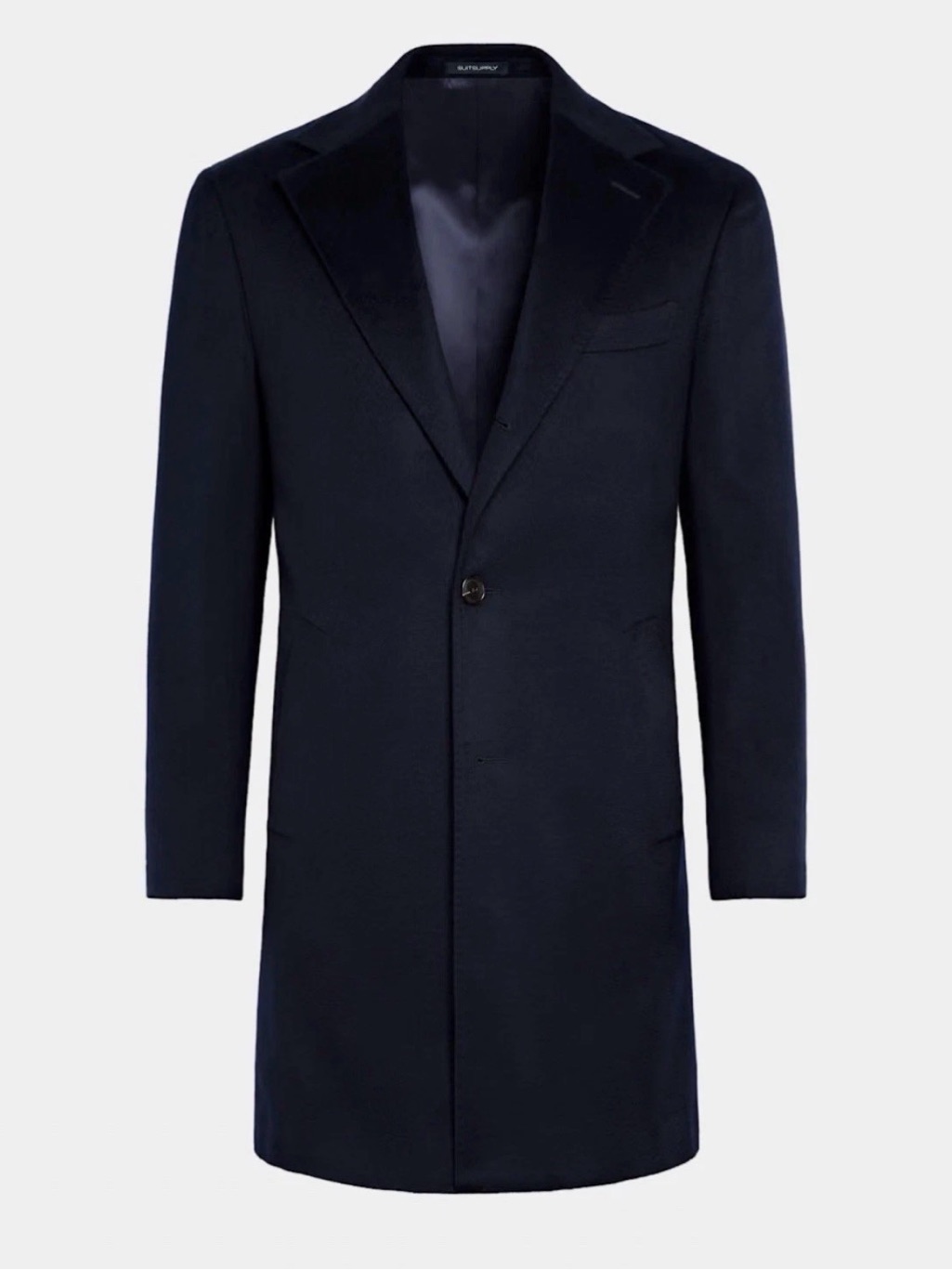 Suit Supply Men's 100% Cashmere Navy Single-Button Top Coat